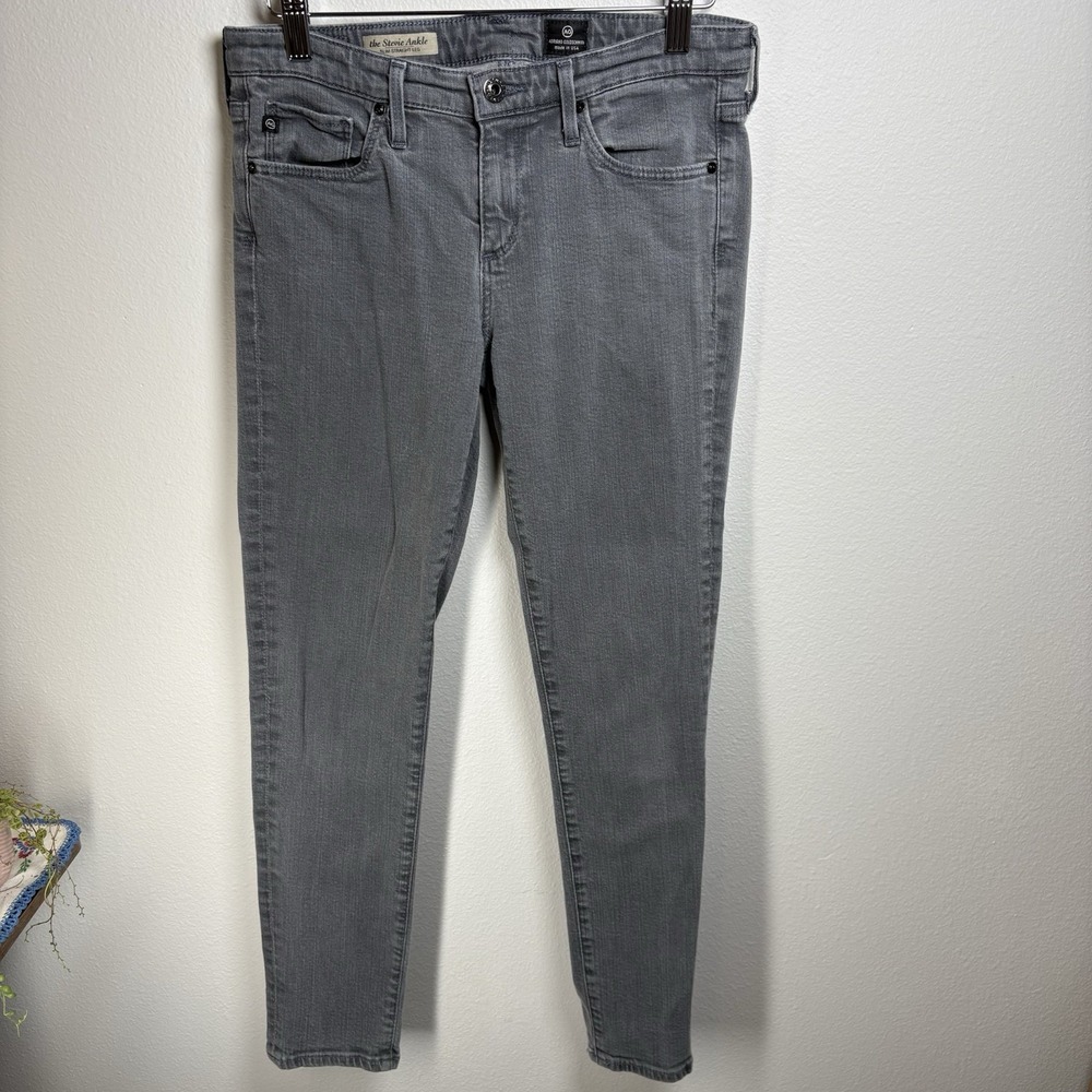 AG Adriano Goldschmied Women's 27R ~ Gray Denim Jeans Stevie Ankle Slim Straight